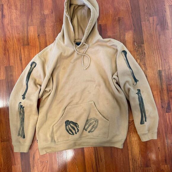 10.Deep Men's Tan and Brown Skeleton Hoodie - Picture 1 of 8
